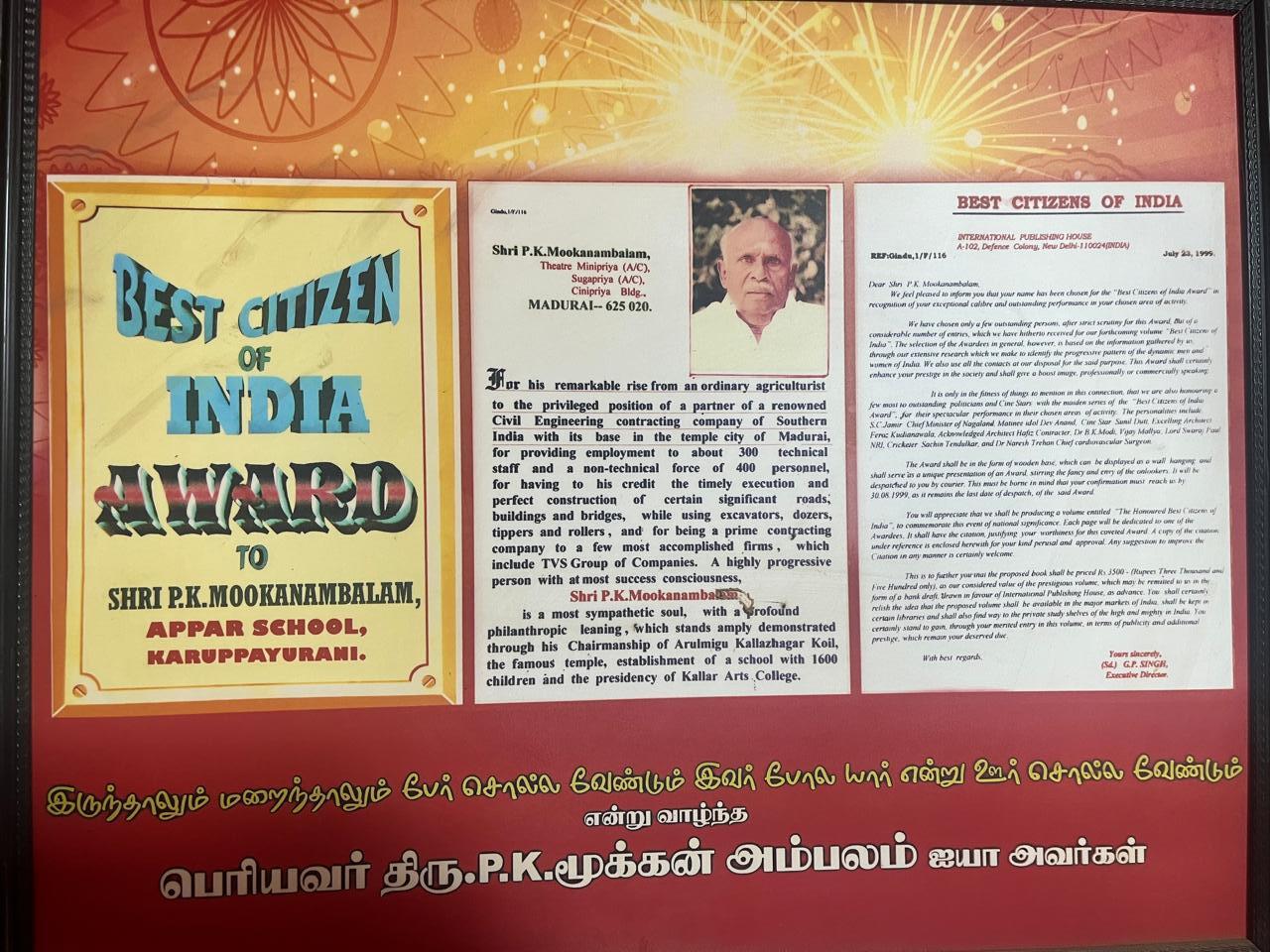 Best Citizen of India Award